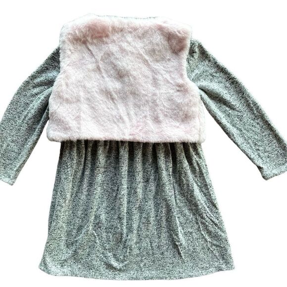 NWT George 3T Girls  2PC Outfit Long Sleeve Dress & Pink Fuzzy Vest - Picture 3 of 5